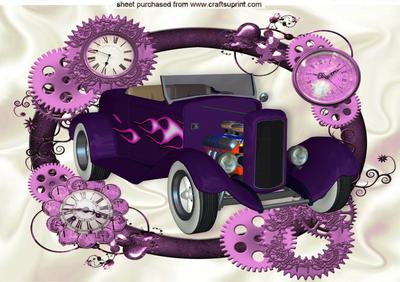 1932 Roadster in Steampunk Clock Frame A4