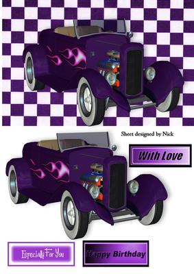 1932 Roadster Car with Checkered Background