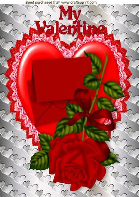 Red Rose on a Heart with Letter A4
