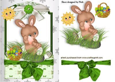 Cute Easter Bunny with Basket of Eggs