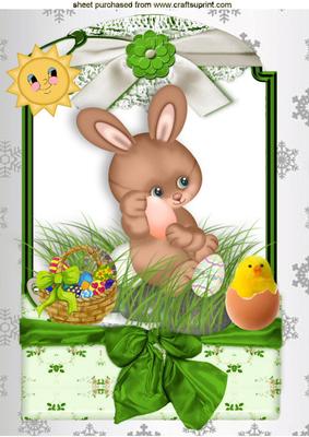 Cute Easter Bunny with Basket of Eggs A4