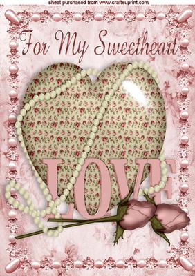 For My Sweetheart Vintage Heart with Rose and Pearls A4