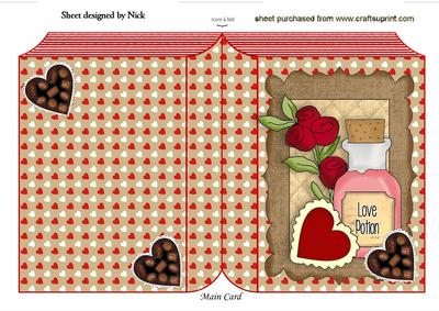 Love Potion with Roses and Chocs Folded Book