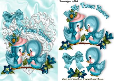 Little Turq Love Birds on a Silver Heart