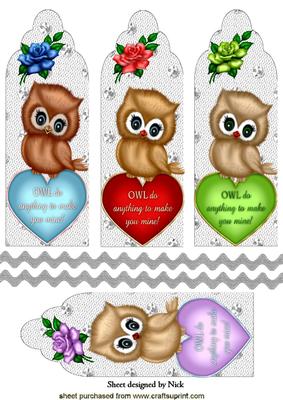 Owl Do Anything to Make You Mine! Cute Bookmarks