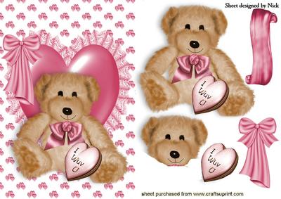 Big Cuddly "i Wuv U" Bear on a Heart