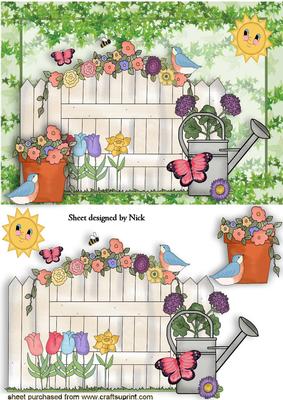 In the Flower Garden with Birds and Butterflies