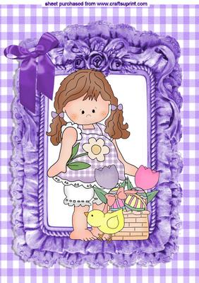 Little Girl with Easter Eggs in Frill Frame A4