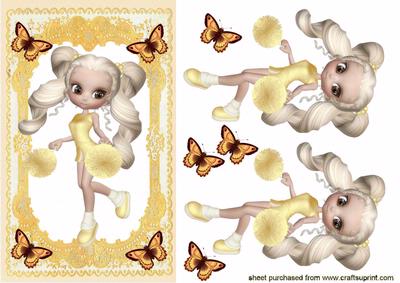 Little Girl in Lemon Dress and Pretty Gold Lace Frame