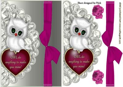 Little White Owl on Scalloped Envelope with Roses