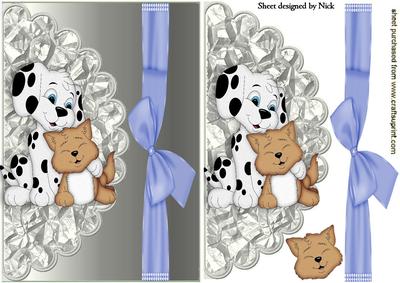Lovable Dalmation and Kitty on Scalloped Envelope