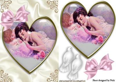 Sleep Pretty Maiden in Vintage Heart with Doves