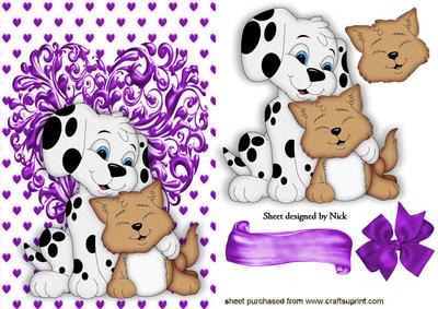 We're So in Love Cute Dalmation and Kitty