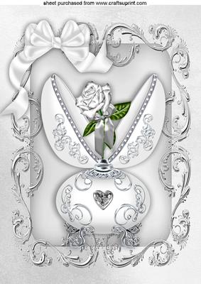 Faberge Silver Egg with Rose in Ornate Frame A4