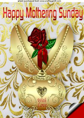Mothering Sunday with Gold Faberge Egg and Red Rose A4