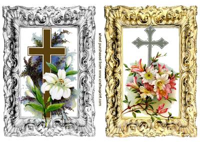 Easter Crosses with Flowers in Silver/gold Frame Toppers