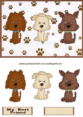 Cute Little Puppies on Paw Background