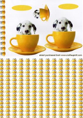 Cute Little Dalmation Puppy in Yellow Teacup