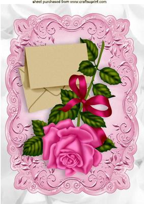 Pink Rose with Letter A4