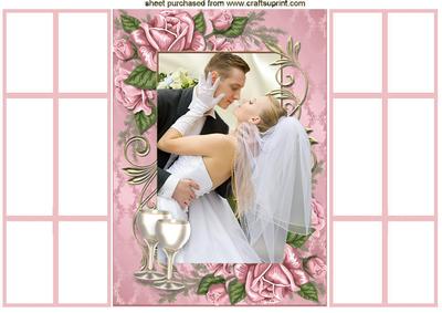 Wedding Couple in Rose Frame, French Gatefold