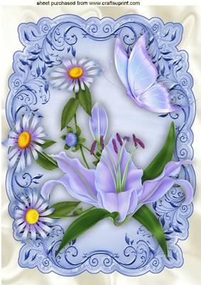 Lilies and Daisies with Butterflies A4