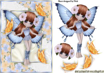 Butterfly Fairy in Flower Frame