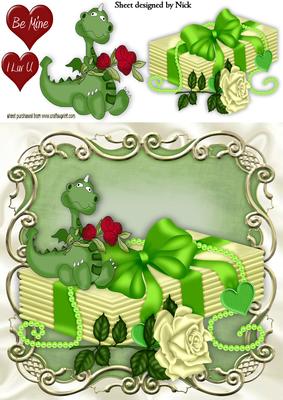 Little Green Dragon on Love Letters 8x8