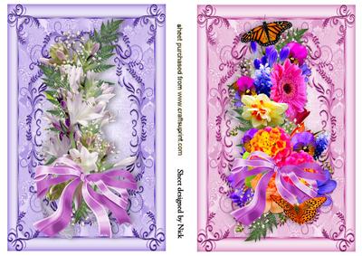 Pretty Floral Bouquets with Bows Toppers