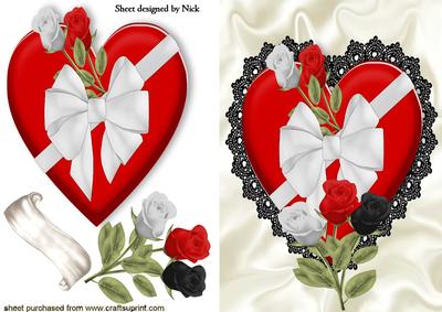 Heart with Roses and Black Lace
