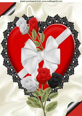Heart and Roses with Black Lace A4