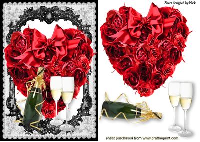 Heart of Red Roses, with Champagne