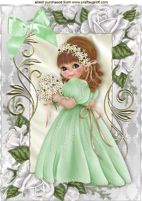 Little Flower Girl in Frame of White Roses A4