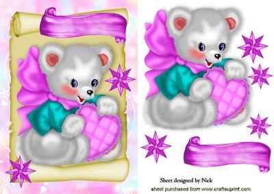 Little Luv Bear on a Scroll with Stars