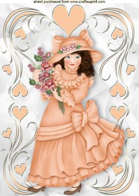 Pretty Vintage Lady in Peach A4