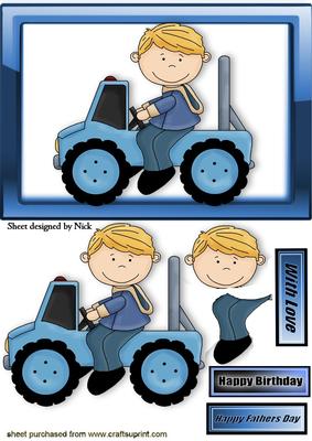 Boys Toys Blue Jeep in Blue Glass Frame