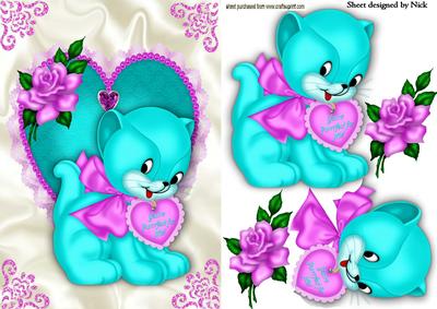 You're Purrfect for Me! Cute Little Kitty with Rose