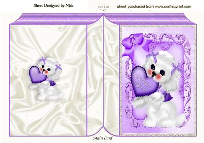 My Heart is Yours, Cute Puppy with Purple Bow Folded Book