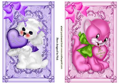 Cute Valentine Kitty & Puppy Toppers
