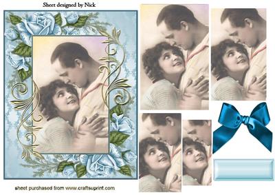 The Lovers in Blue Rose Frame with Bow Pyramids