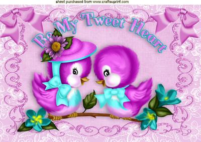 Cute Pair of Pink Luv Birds A4