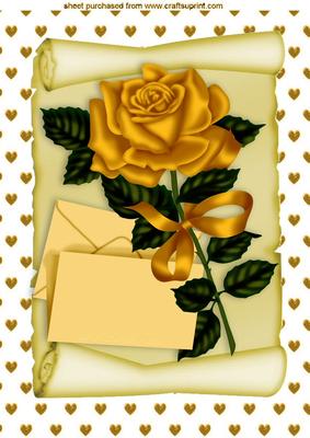 Gold Rose with Letter on a Scroll A4