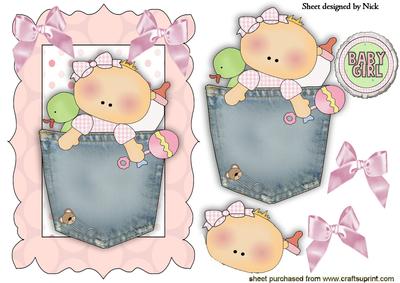 Baby Girl in Denim Pocket with Bows