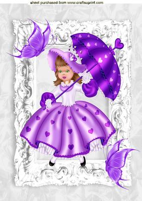 Sweet Little Lady in Heart Dress with Butterflies A4
