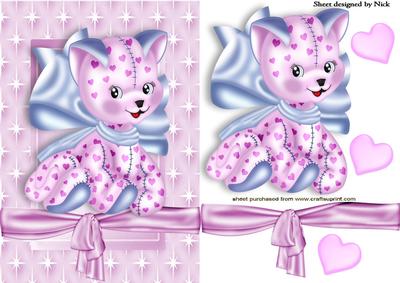 Love Kitty in Star Frame with Hearts and Bow