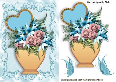 Heart Bouquet of Flowers with Butterflies