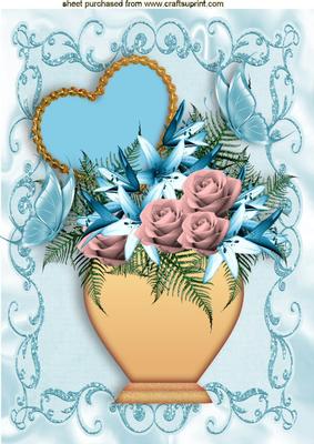 Heart Bouquet of Flowers and Butterflies A4