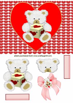 Cute Little White Bear in Red Heart