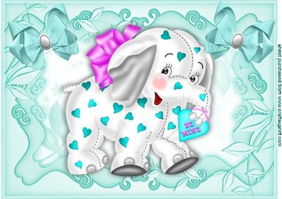 Be Mine Love Hearts Ele with Bows A4