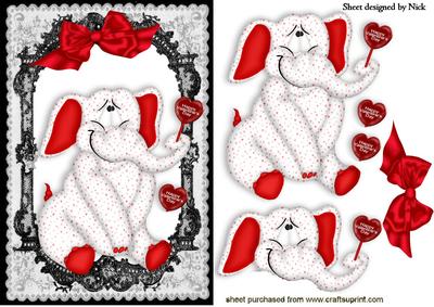 Cute Ele Covered in Hearts with Big Red Bow