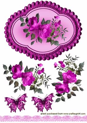 Gorgeous Cerise Flowers in Pretty Frame